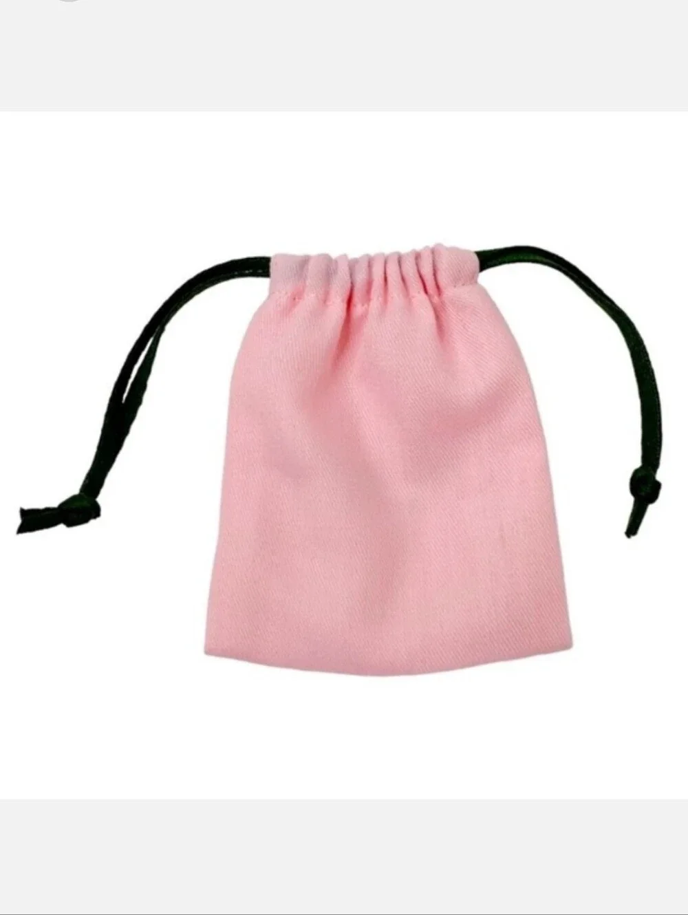 kate spade pink drawstring jewelry pouch with dark green cords